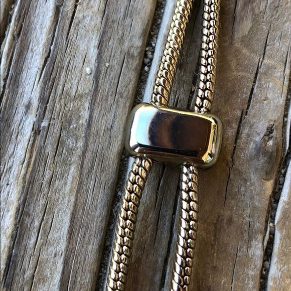 WHBM BNWT Pale Gold Tone Faux Pearl Geometric Tassel Necklace! - Picture 10 of 12